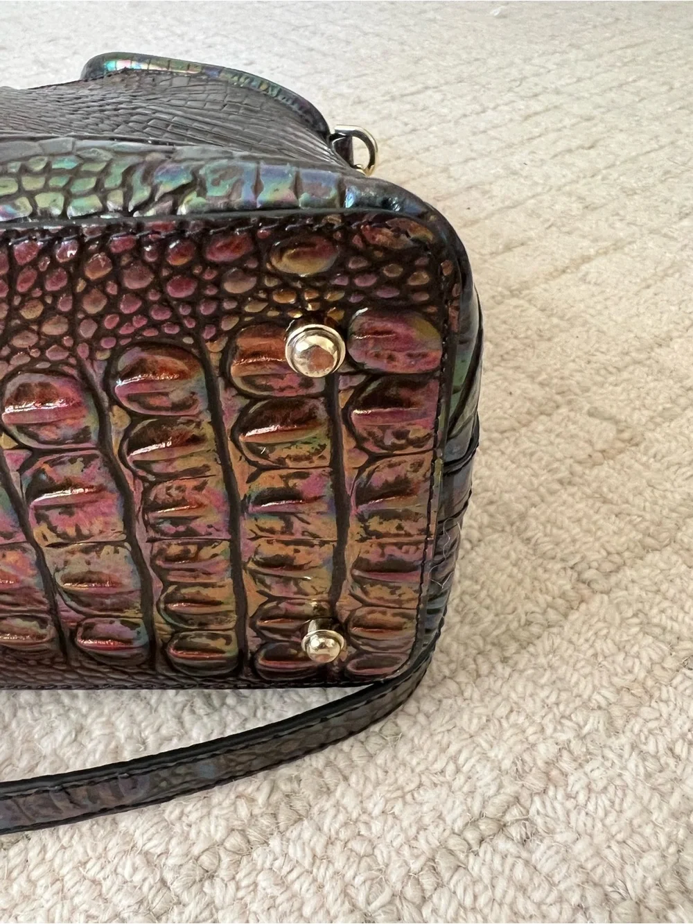 Brahmin Large Elaine Satchel Galaxy Melbourne Embossed Croc Leather Bag
